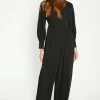 Sale Oasis Petite Crepe Empire Seam Detail Jumpsuit Black