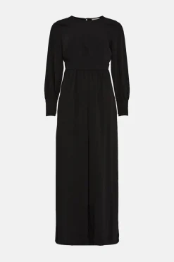 Sale Oasis Petite Crepe Empire Seam Detail Jumpsuit Black