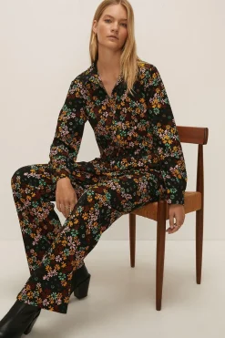 Hot Oasis Petite Daisy Print Crinkle Shirt Co-Ord Multi