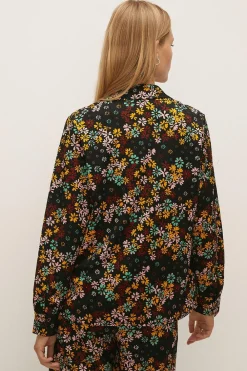 Hot Oasis Petite Daisy Print Crinkle Shirt Co-Ord Multi