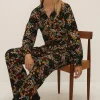 Fashion Oasis Petite Daisy Print Wide Leg Crinkle Trouser Multi