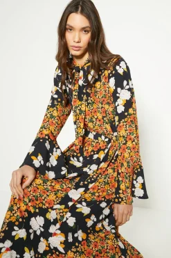 Hot Oasis Petite Diagonal Floral Midi Dress Multi