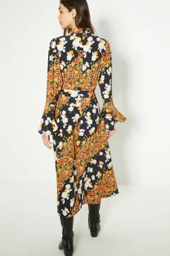 Hot Oasis Petite Diagonal Floral Midi Dress Multi