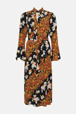 Hot Oasis Petite Diagonal Floral Midi Dress Multi