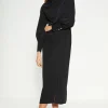 Sale Oasis Petite Draped Crepe Button Detail Midi Dress Black