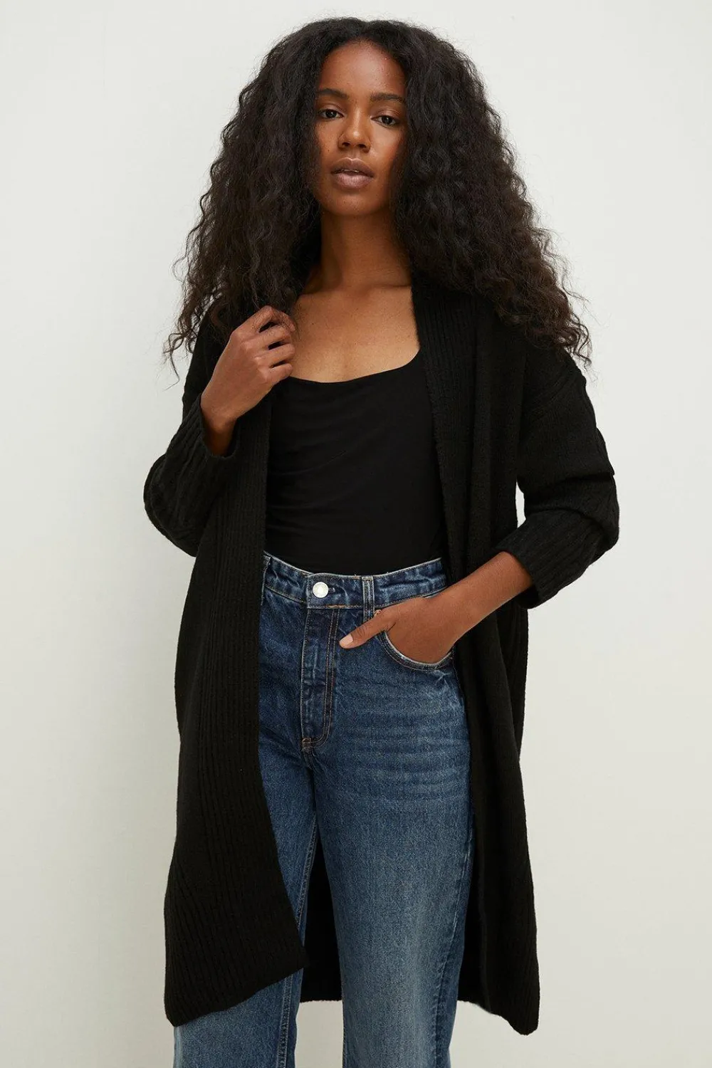 Fashion Oasis Petite Edge To Edge Oversized Cardigan Black