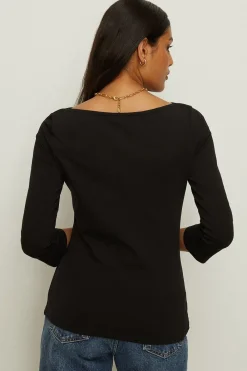 Sale Oasis Petite Essential Cotton Slash Neck Jersey Top White