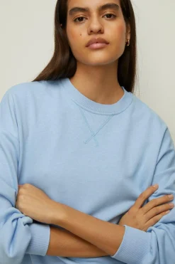 Online Oasis Petite Essential Tunic Sweat With Side Zips Blue