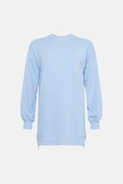 Online Oasis Petite Essential Tunic Sweat With Side Zips Blue