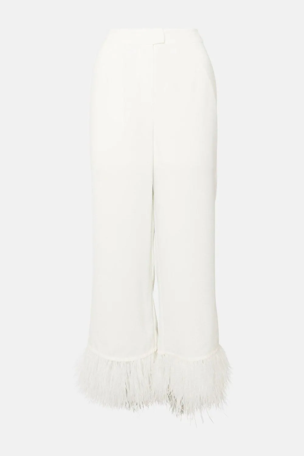 New Oasis Petite Faux Feather Hem Tailored Trouser White