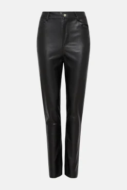 Sale Oasis Petite Faux Leather Skinny Leg Trouser Black