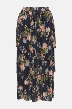 Discount Oasis Petite Floral Metallic Plisse Tired Midi Skirt Multi