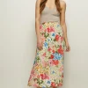 Sale Oasis Petite Floral Pleated Midi Skirt Multi