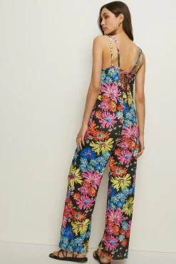New Oasis Petite Floral Print Double Strap Jumpsuit Multi