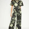 Clearance Oasis Petite Floral Printed Scuba Cut Out Jumpsuit Green
