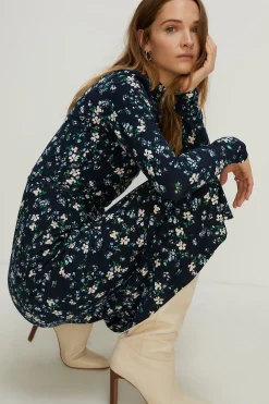 Discount Oasis Petite Floral Soft Touch Funnel Neck Midi Multi