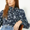 Clearance Oasis Petite Floral Soft Touch Shirred Cuff And Neck Top Multi