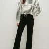 Clearance Oasis Petite Frill Insert Stripe Sweatshirt Ivory
