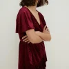 Sale Oasis Petite Glitter Velvet Wrap Mini Dress Teal