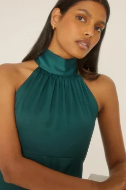 Discount Oasis Petite Halter Neck Midi Dress Emerald