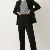 Online Oasis Petite Janelle Pinstitch Straight Leg Trouser Black