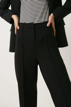 Online Oasis Petite Janelle Pinstitch Straight Leg Trouser Black