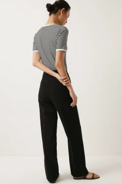 Online Oasis Petite Janelle Pinstitch Straight Leg Trouser Black