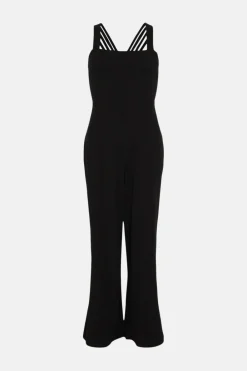 Hot Oasis Petite Jersey Crepe Strappy Back Jumpsuit Black
