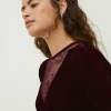 Outlet Oasis Petite Lace Mix Velvet Skater Dress Wine