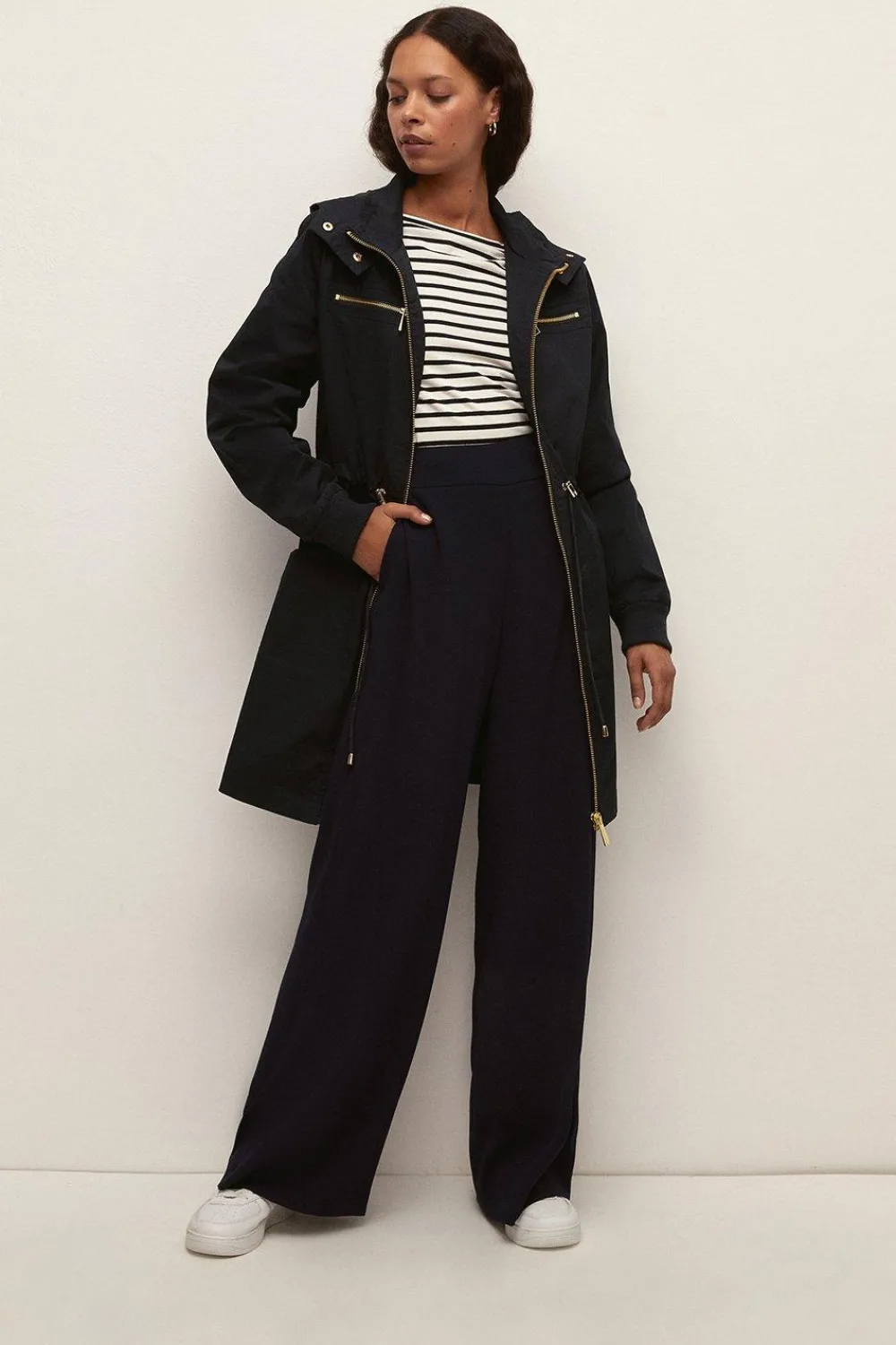 Hot Oasis Petite Lightweight Midi Parka Black