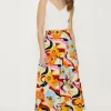 Clearance Oasis Petite Linen Mix Floral Midi Skirt Multi