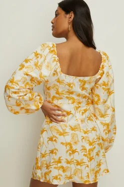 Clearance Oasis Petite Linen Mix Keyhole Tie Midi Dress Mango