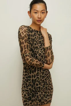 Discount Oasis Petite Mesh Tie Back Mini Dress Animal