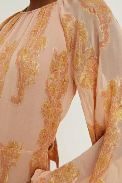Outlet Oasis Petite Metallic Jacquard Midi Dress Blush