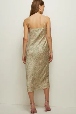 New Oasis Petite Micro Ditsy Satin Twill Slip Dress Mint
