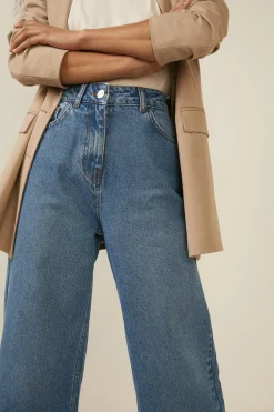 Hot Oasis Petite Organic Crop Wide Leg Jean Pale Wash