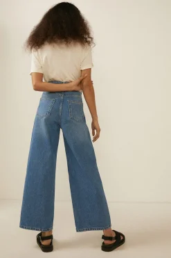 Hot Oasis Petite Organic Crop Wide Leg Jean Pale Wash