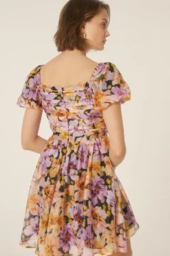 Sale Oasis Petite Organza Ruched Mini Dress Floral