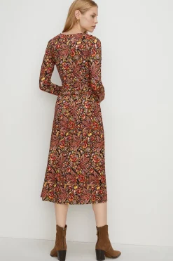 Hot Oasis Petite Paisley Fixed Wrap Midi Dress Red