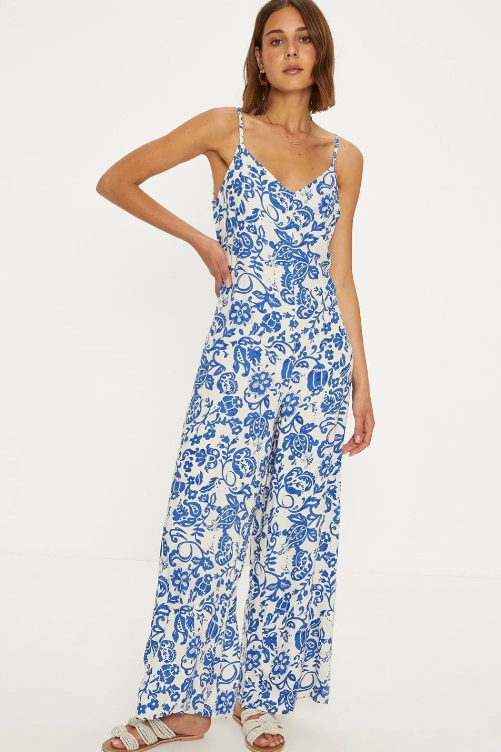 Best Oasis Petite Paisley Print Strappy Jumpsuit Multi