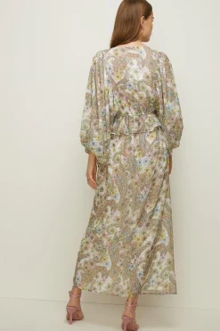 Clearance Oasis Petite Pastel Paisley Dobby Chiffon Dress Multi