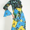 Sale Oasis Petite Patch Print Bold Floral Midi Dress Multi