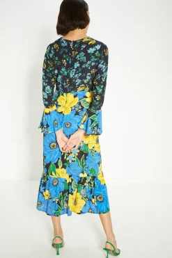Sale Oasis Petite Patch Print Bold Floral Midi Dress Multi