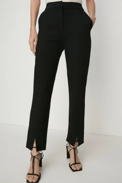 Online Oasis Petite Ponte Tailored Split Detail Trouser Black