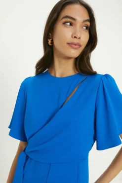 Discount Oasis Petite Premium Crepe Drape Tie Front Jumpsuit Cobalt