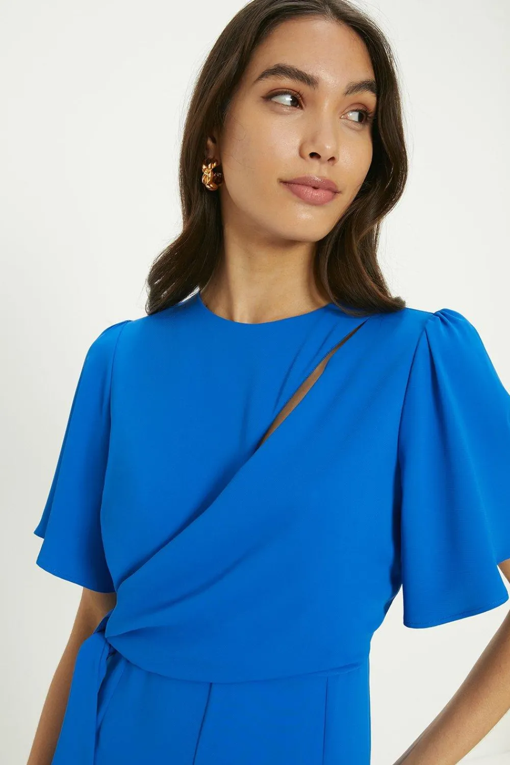 Discount Oasis Petite Premium Crepe Drape Tie Front Jumpsuit Cobalt