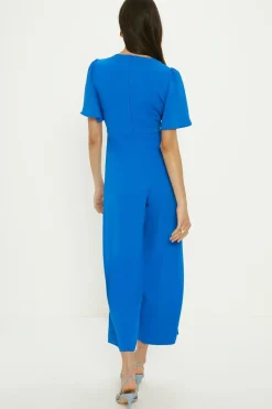 Discount Oasis Petite Premium Crepe Drape Tie Front Jumpsuit Cobalt
