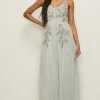 Fashion Oasis Petite Premium Flower Strappy Maxi Dress Duck Egg