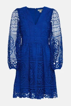 New Oasis Petite Premium Lace V Neck Maxi Dress Cobalt