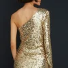 Best Oasis Petite Premium One Shoulder Sequin Mini Dress Gold